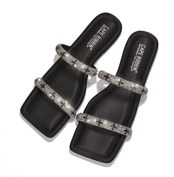 $25 Black Rhinestone Sandals